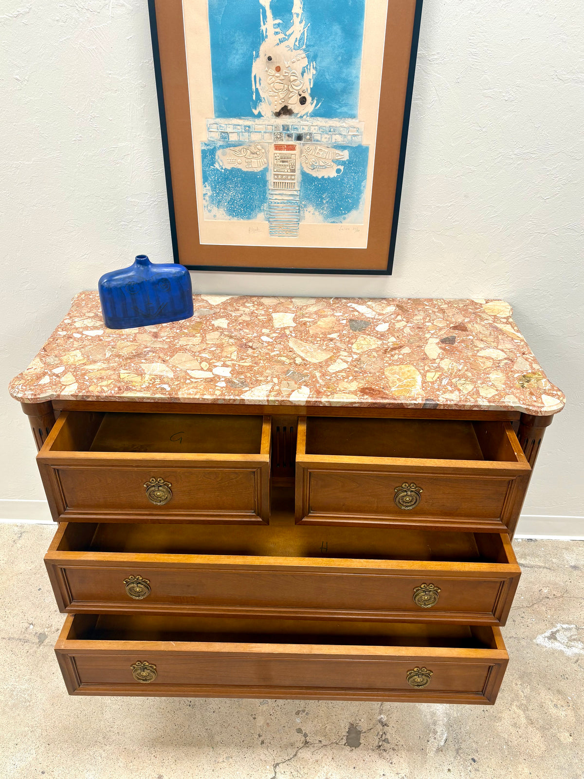 French Louis XVI Marble Top Four Drawer Chest/Dresser #1 - France