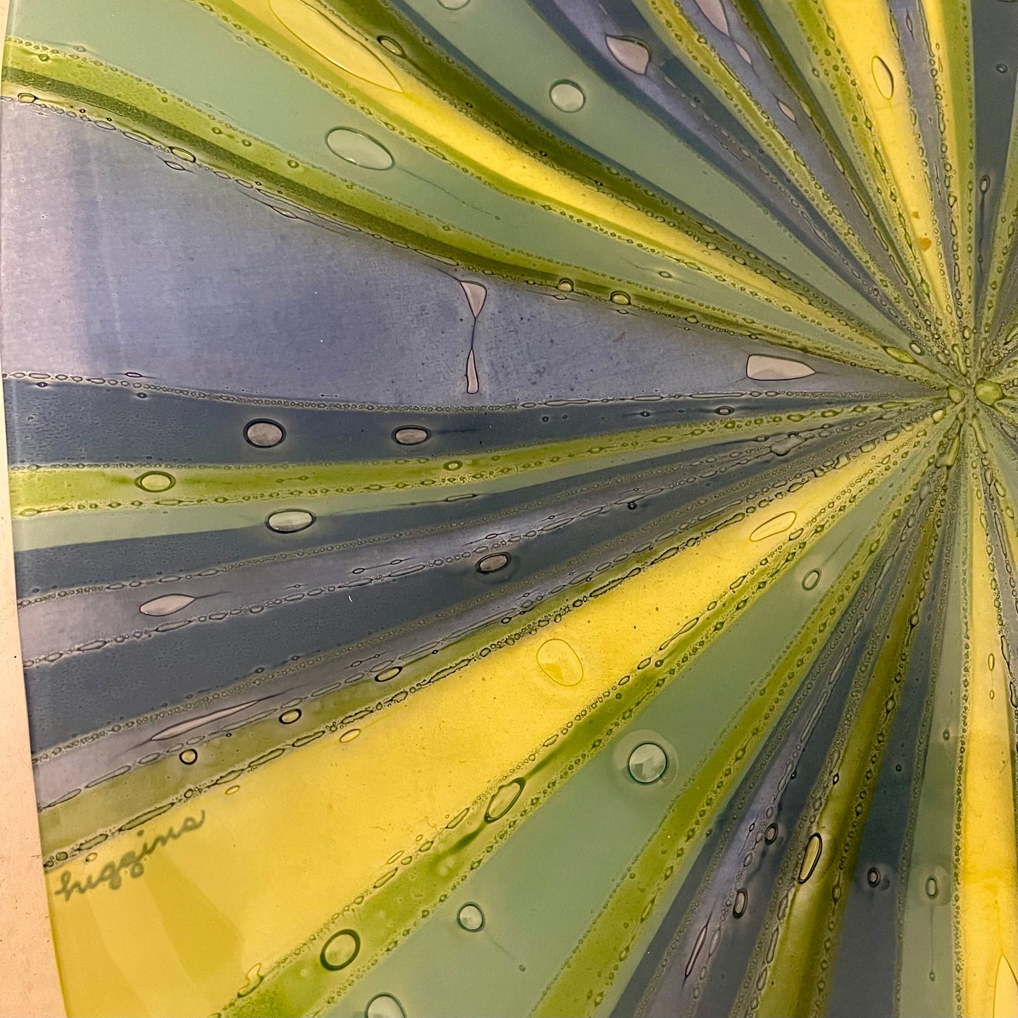 1960s LARGE HIGGINS FUSED GLASS DECORATIVE PLATTER