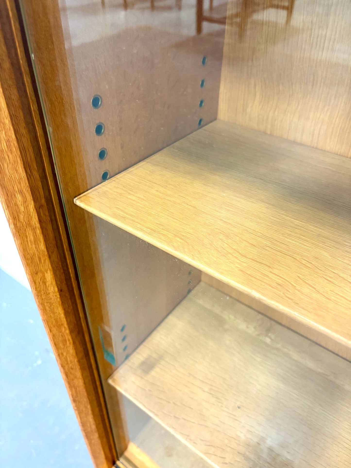 Mid Century Oak Glass Front Display Cabinet - England