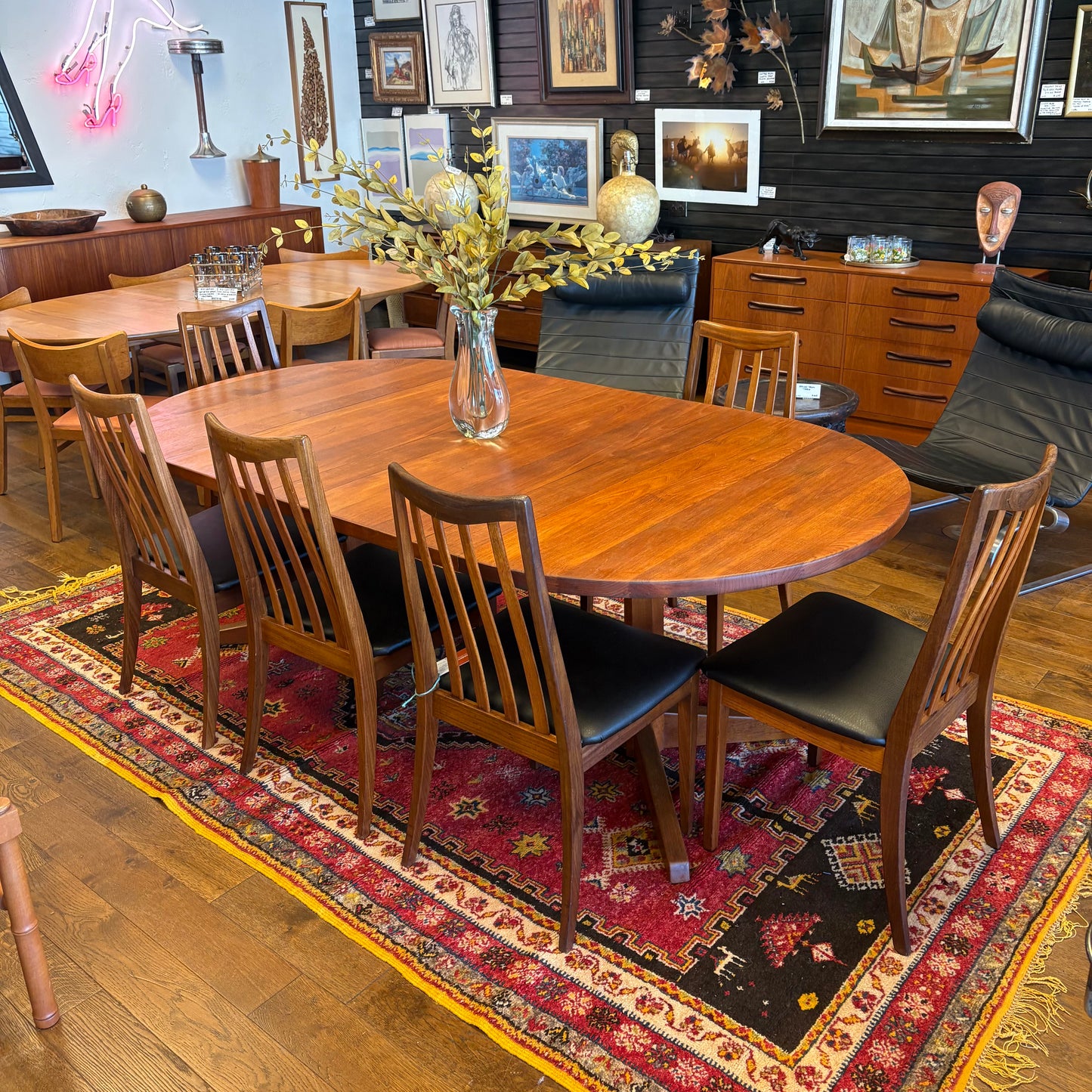 1960s Mid Century Teak Trestle Base Dining Table - Denmark