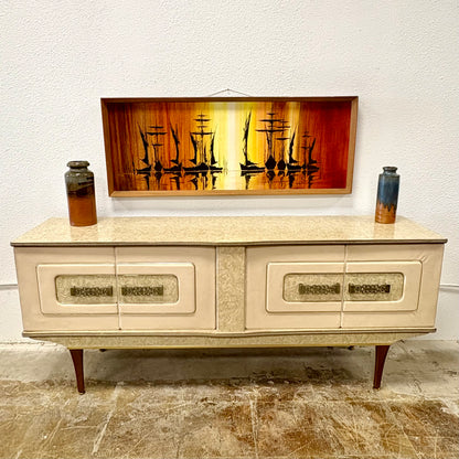 Mid Century Laminate & Leather Credenza/Sideboard From England