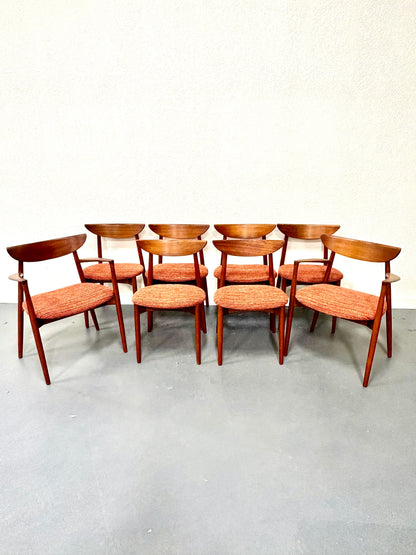Rare Mid Century Set of 8 Dining Chairs by Harry Ostergaard for Randers - Denmark