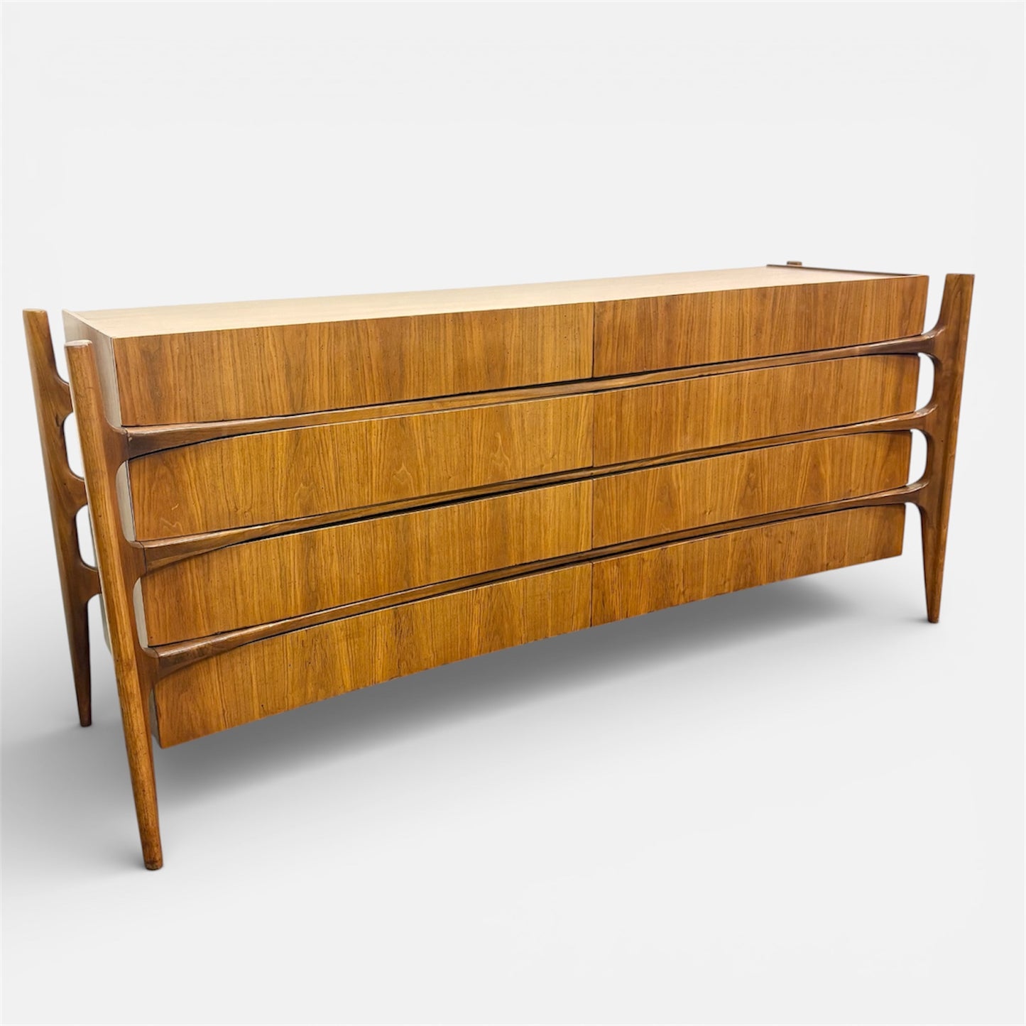 Rare Mid Century Exoskeleton Eight Drawer Dresser by William Hinn