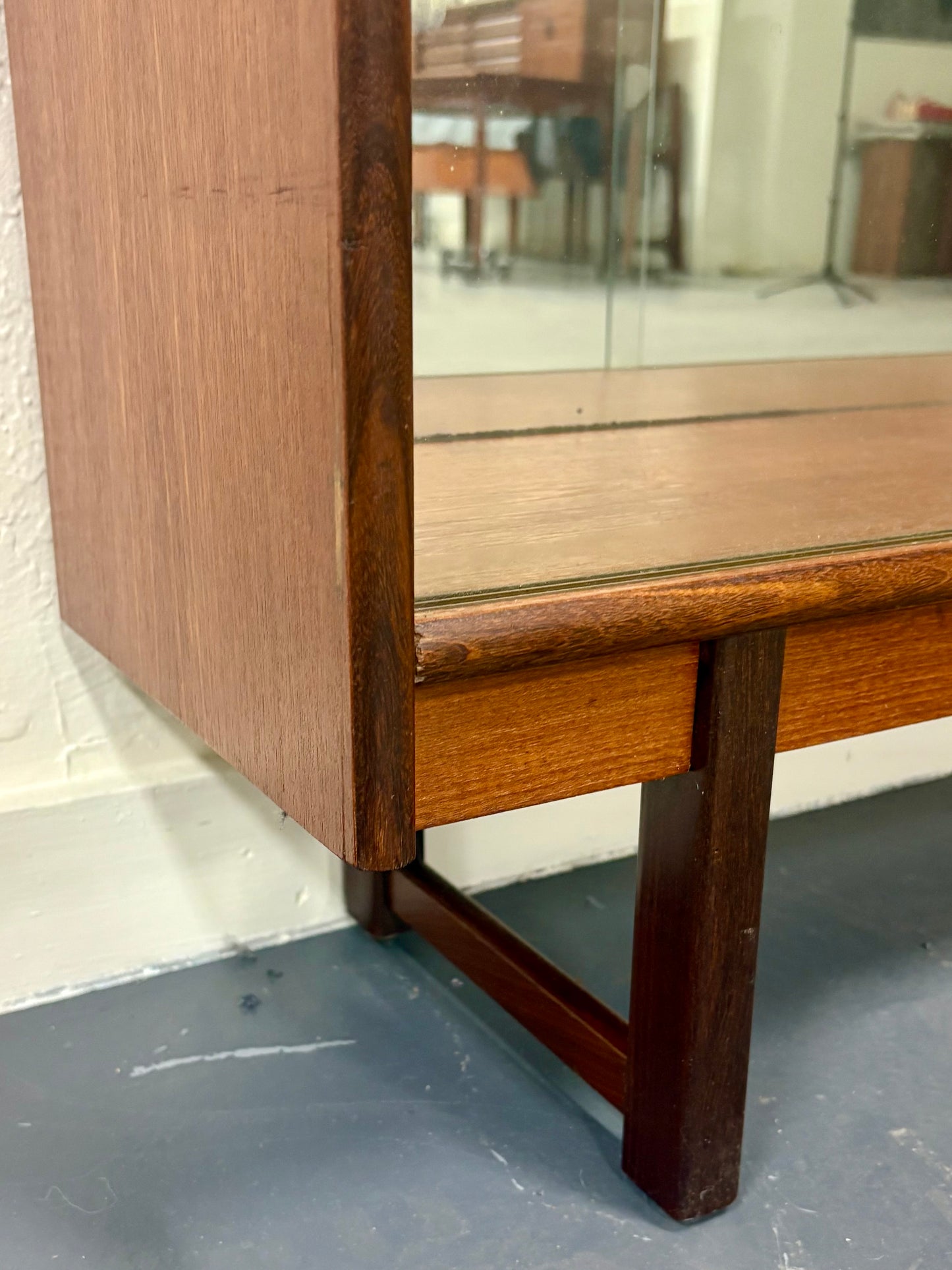 Mid Century Glass Front Mirrored Back Display Cabinet - England
