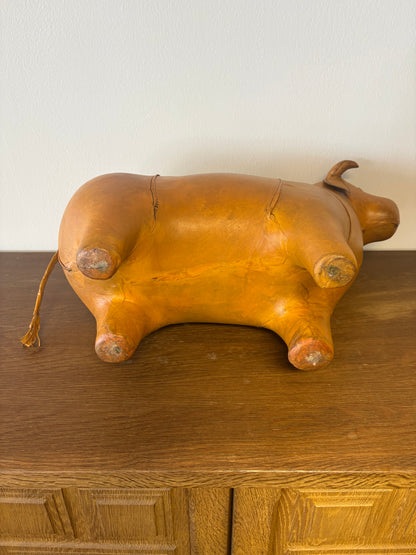 VINTAGE LEATHER BABY BULL IN THE STYLE OF DIMITRI OMERSA