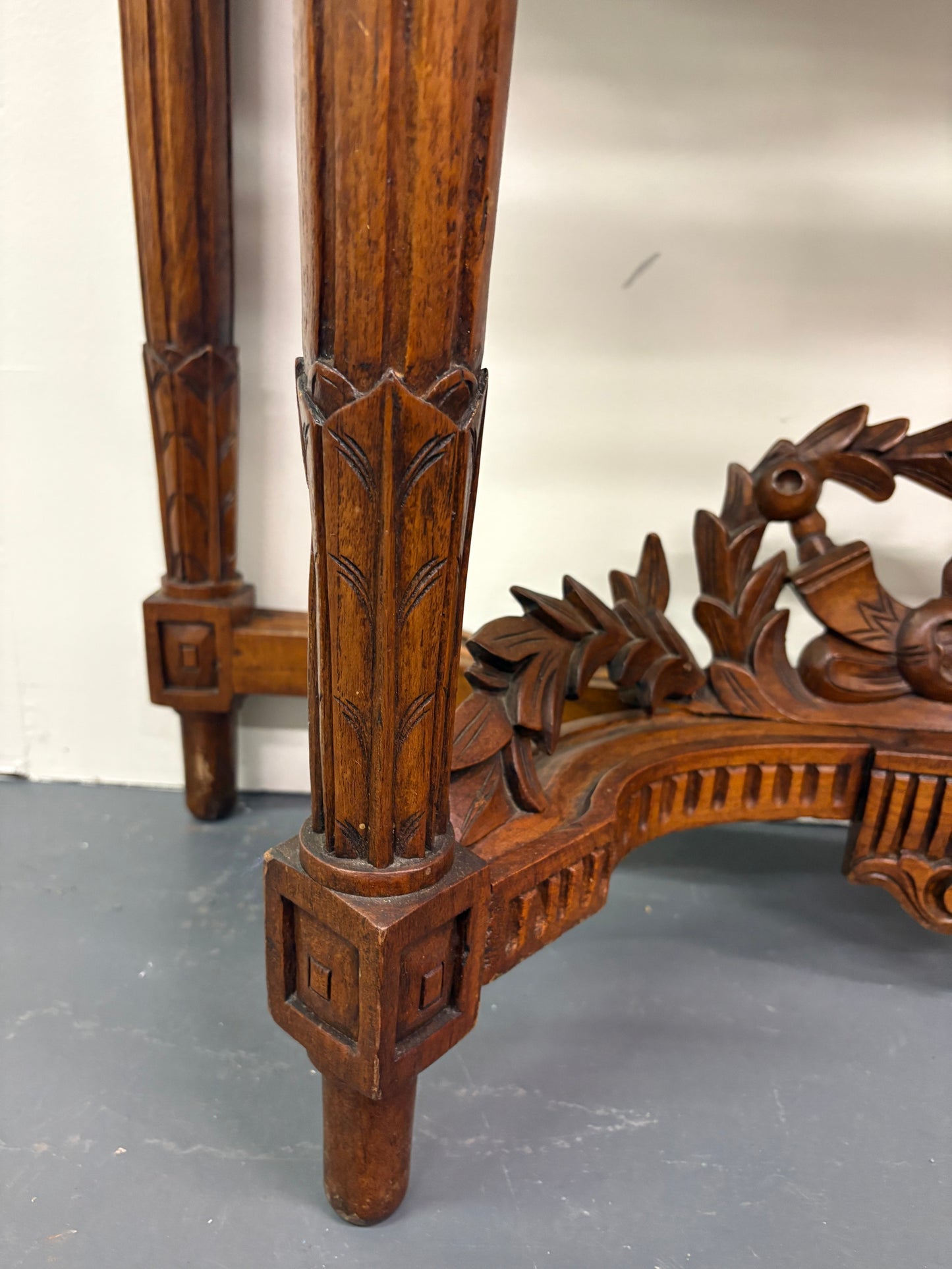 Antique French Louis XVI Style Carved Demilune Console