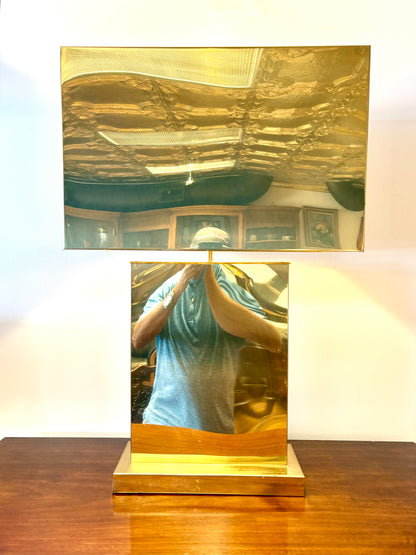 Monumental Large Brass Table Lamp by Curtis Jere -American