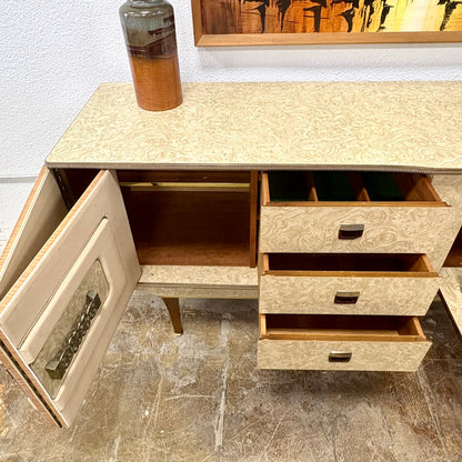 Mid Century Laminate & Leather Credenza/Sideboard From England