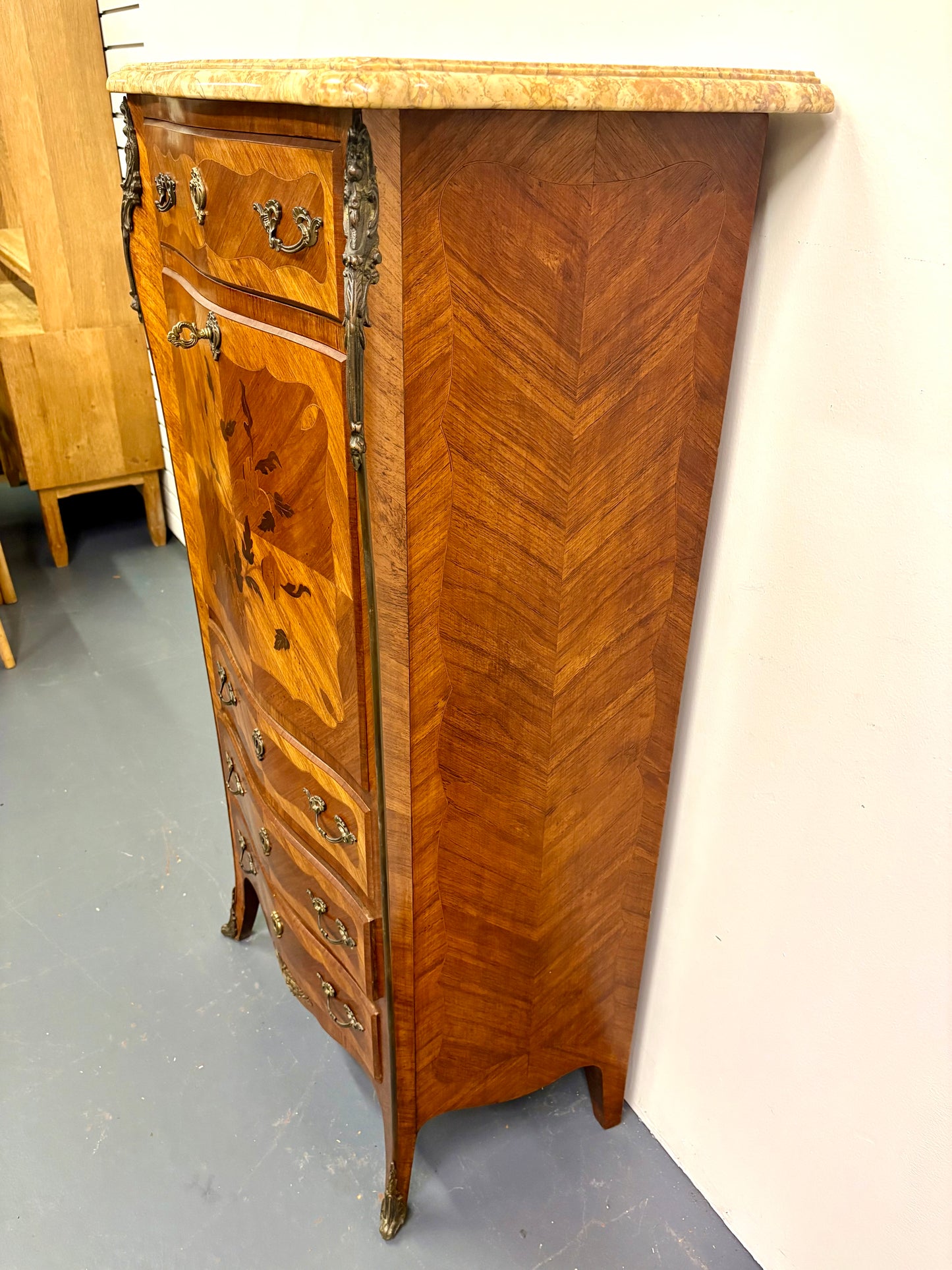 French Louis XVI Style Marble Top Secretary/Abattant - France