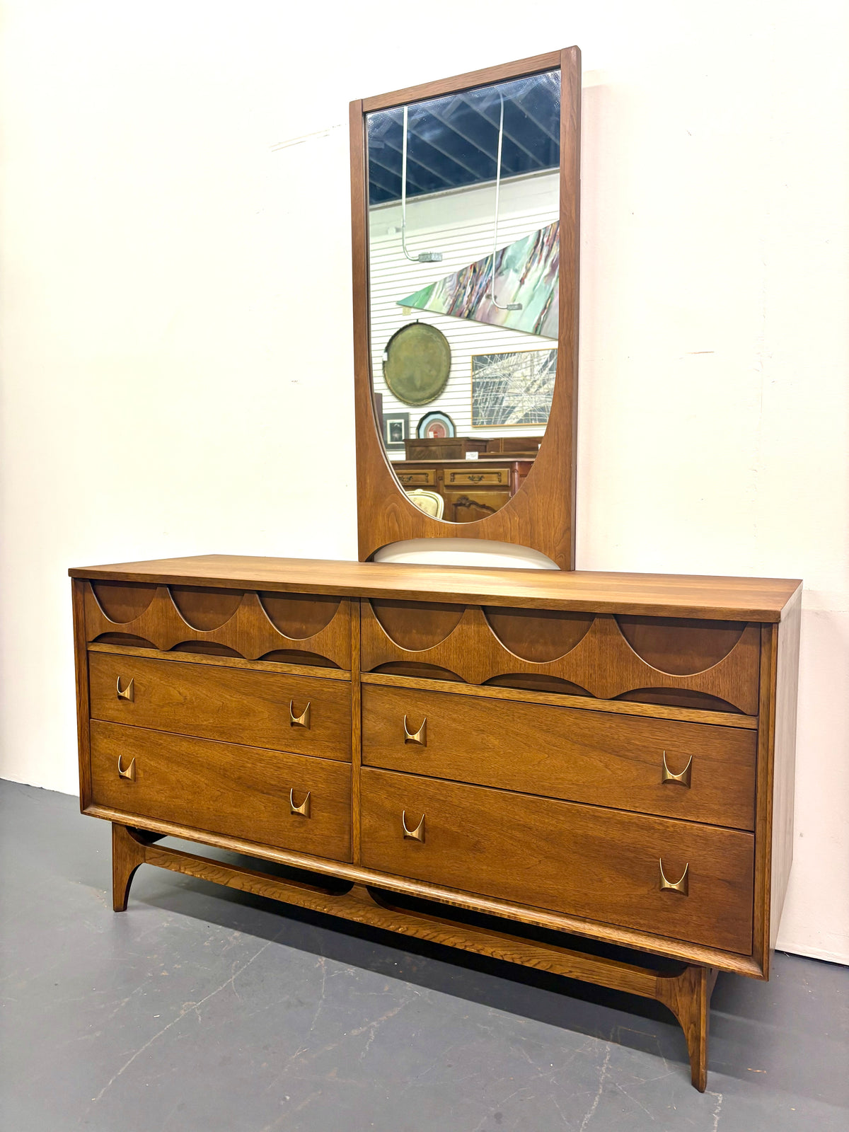 Mid Century Six Drawer Brasilia Design Dresser By Broyhill - American