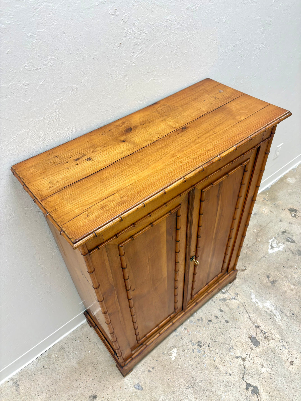 Antique French Faux Bamboo Two Door Cabinet - France