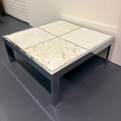 Mid Century Travertine & Chrome Coffee Table by DIA