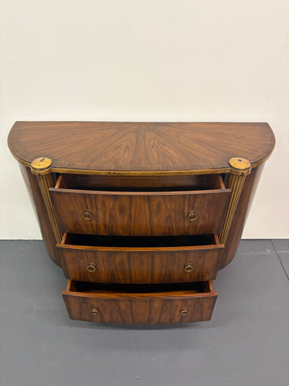 French Louis XVI Style Demilune Three Drawer Chest