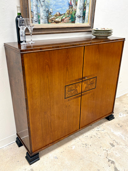Antique Art Deco Walnut Cabinet - Sweden