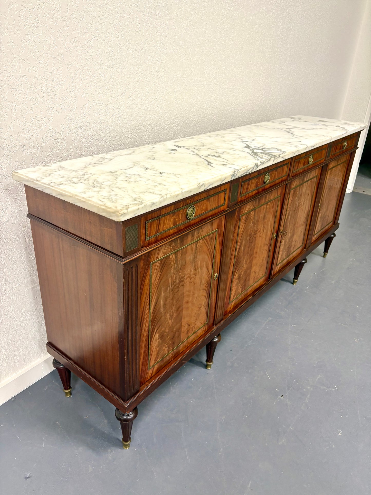 Antique Louis XVI Style Marble Top Sideboard - France