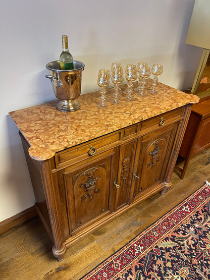 ANTIQUE FRENCH MARBLE TOP BUFFET/SIDEBOARD, FRANCE