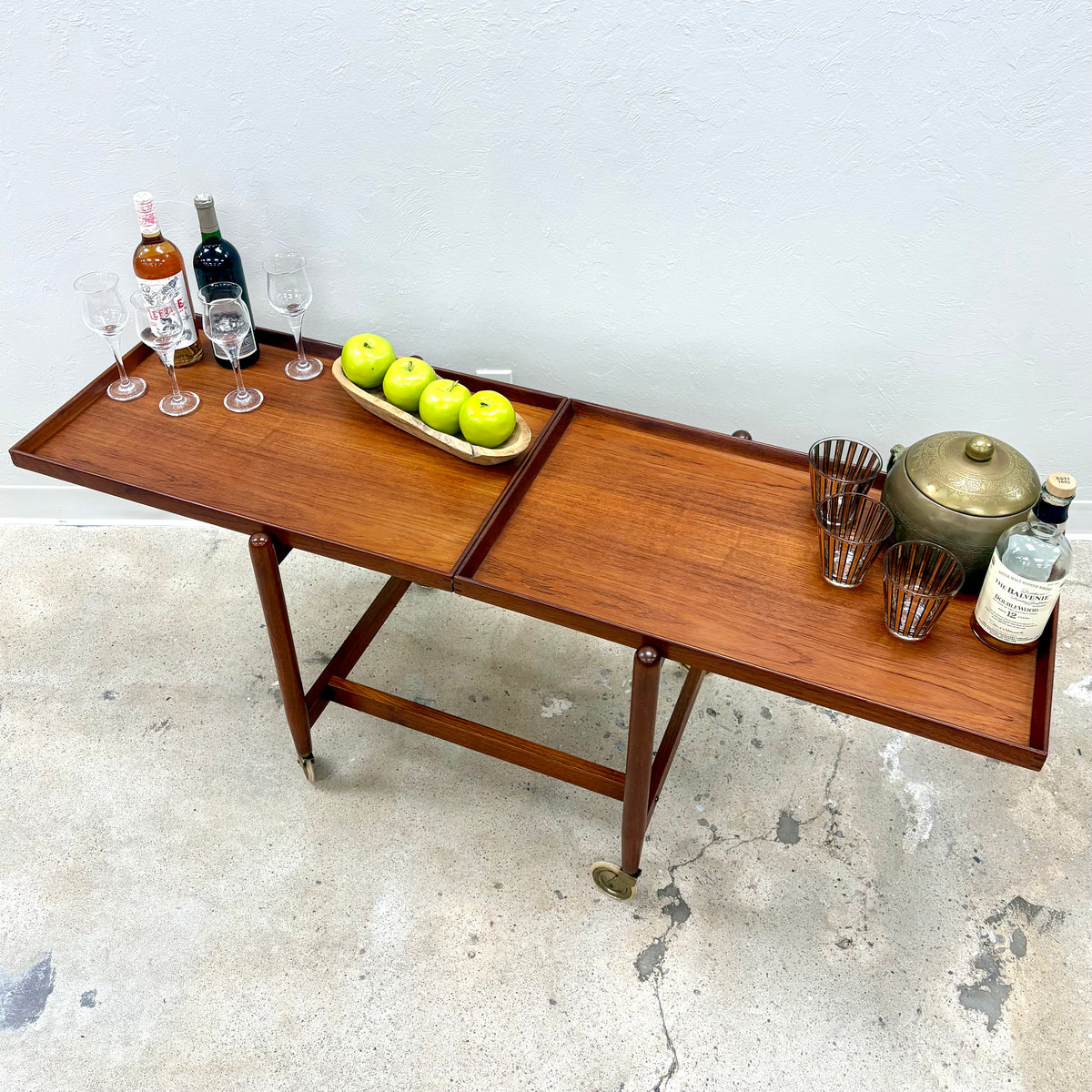 Mid Century Teak Extendable Bar Cart By Poul Hundevad - Denmark