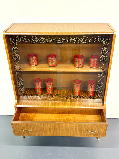 MID CENTURY ROSEWOOD DISPLAY CABINET