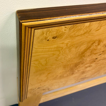 Mid Century Olive Burl Wood King Headboard by Heredon “Scene Two” Design