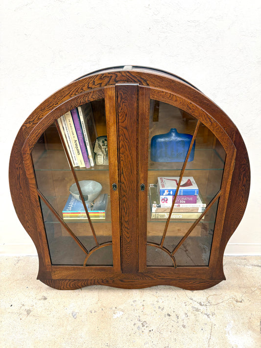 Antique Oak Art Deco Bookcase/Display Cabinet - England