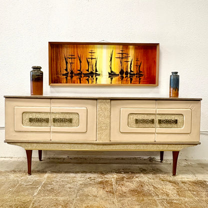 Mid Century Laminate & Leather Credenza/Sideboard From England
