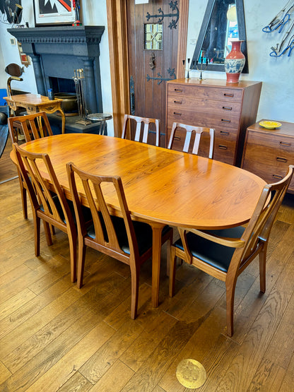 Mid Century Teak Butterfly Leaf Teak Dining Table By Nathan Furniture - England