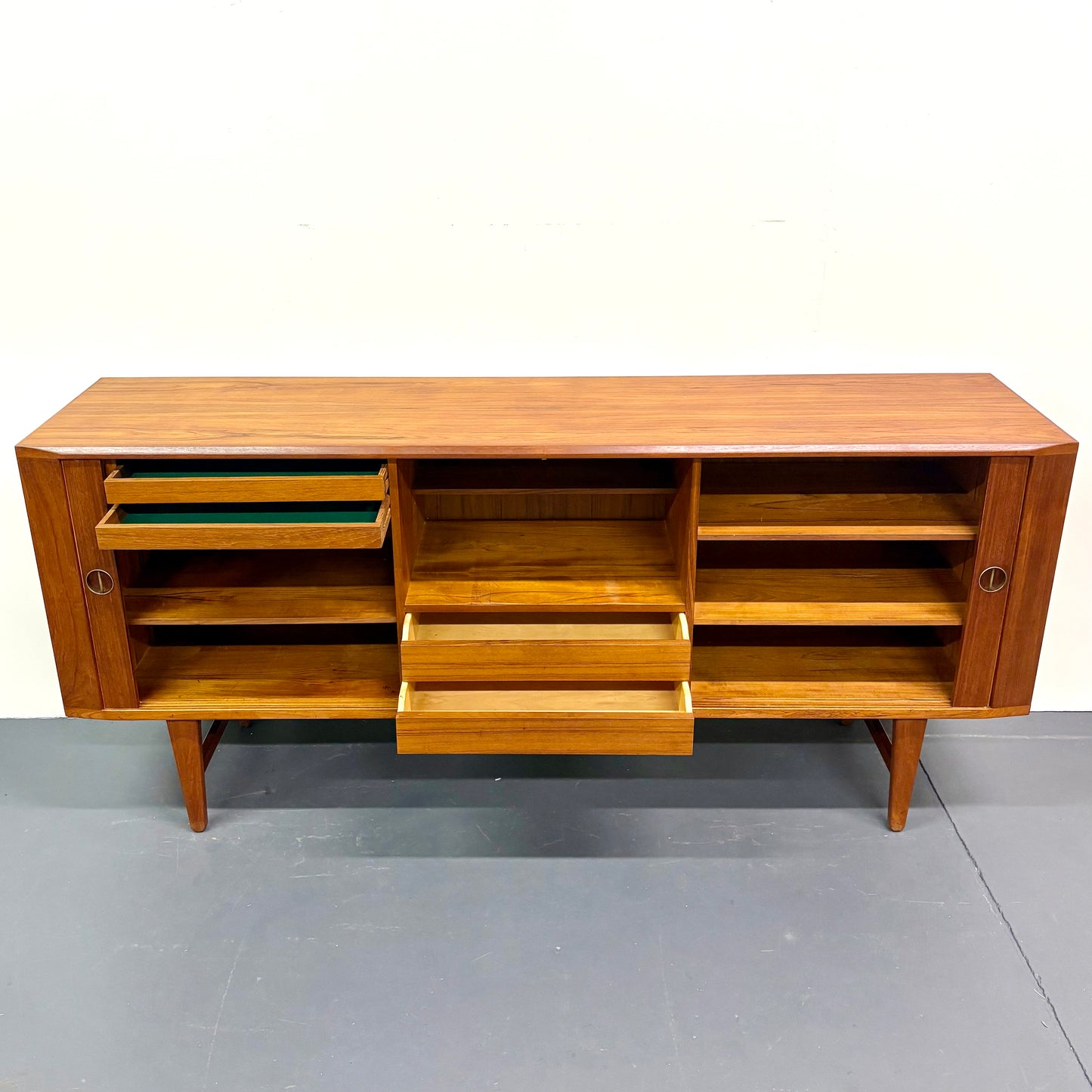 Rare Mid Century Teak Tambour Door Credenza/Sideboard by Harry Ostergaard