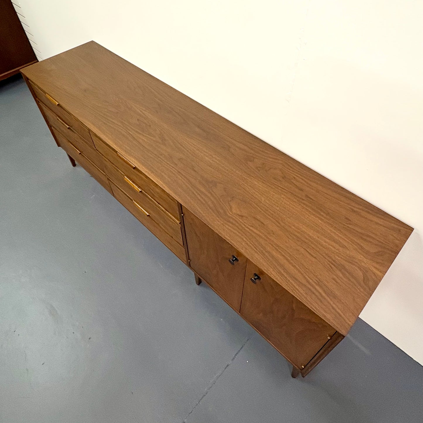 Mid Century Walnut 9 Drawer Dresser by American of Martinsville