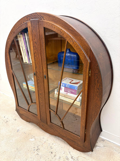 Antique Oak Art Deco Bookcase/Display Cabinet - England