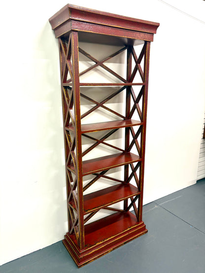 Antique Chinese Distressed Painted Etagere/Book Shelf