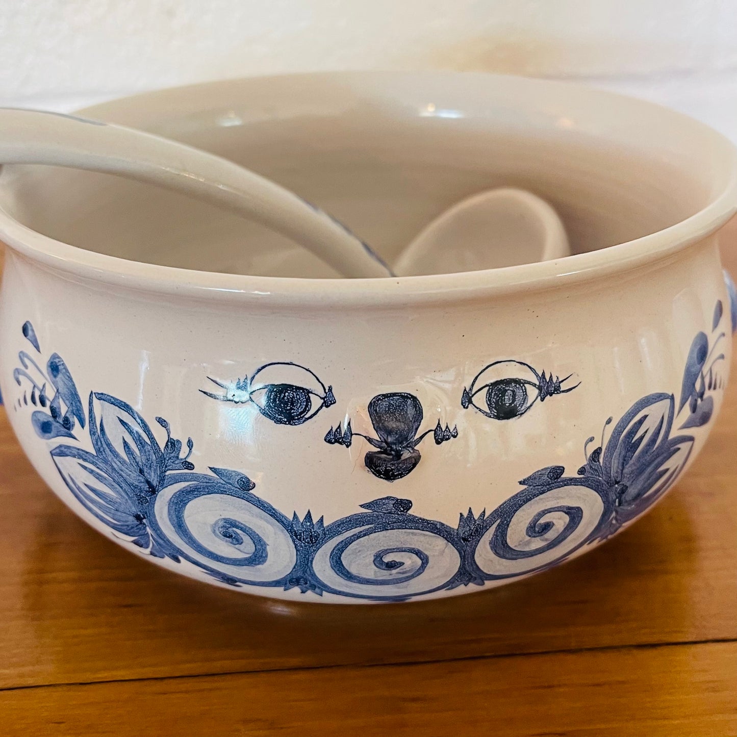VINTAGE BJØRN WIINBLAD SIGNED CERAMIC SOUP TUREEN AND LADLE, MODEL V68, DENMARK