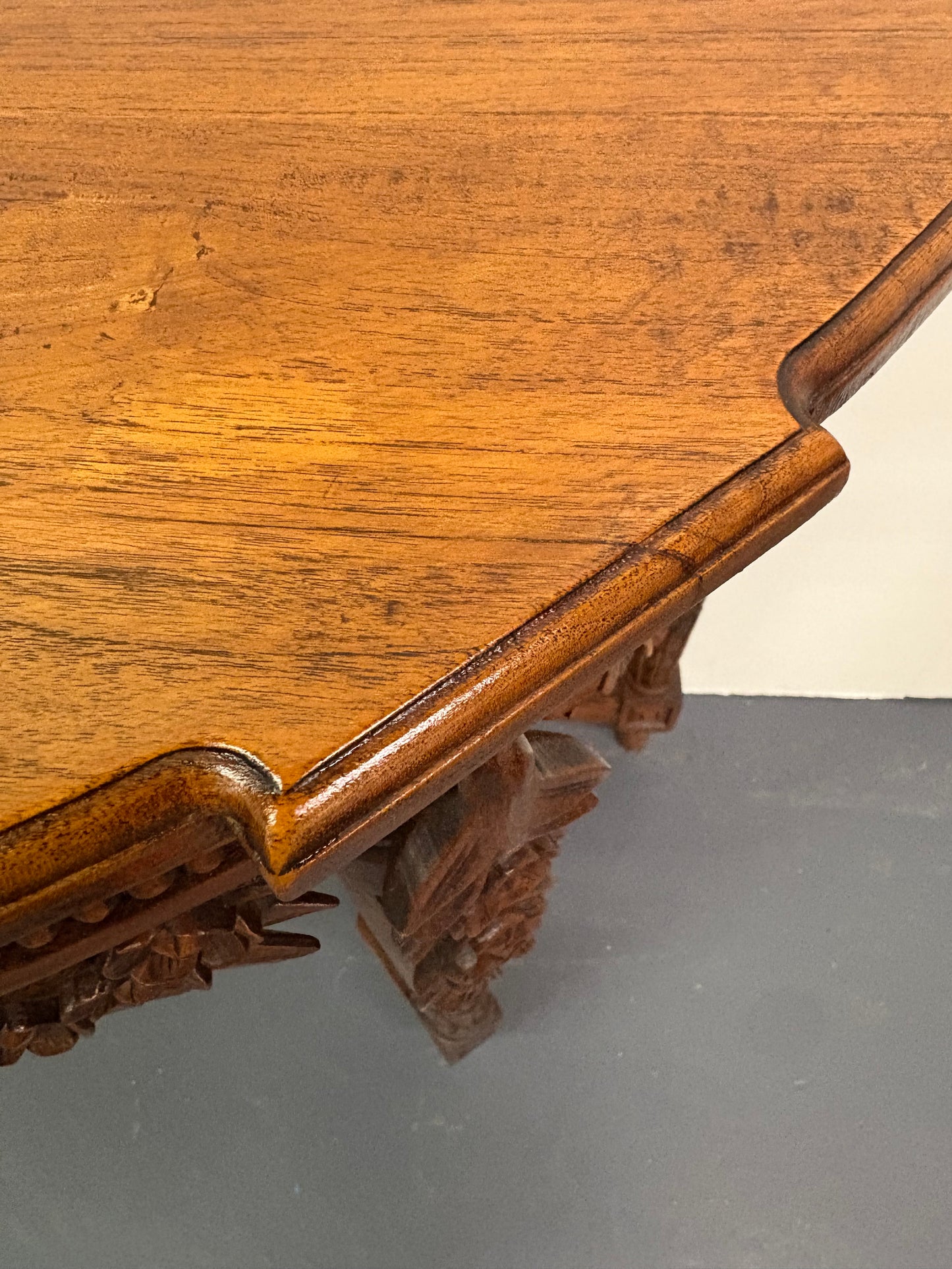 Antique French Louis XVI Style Carved Demilune Console