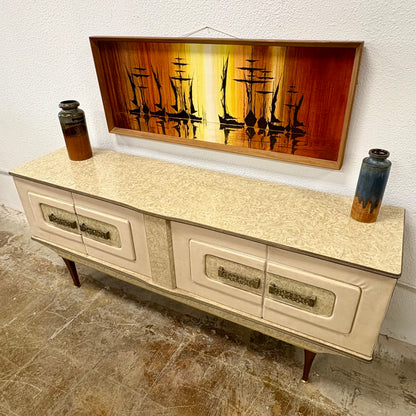 Mid Century Laminate & Leather Credenza/Sideboard From England