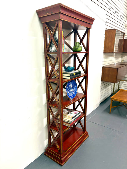 Antique Chinese Distressed Painted Etagere/Book Shelf