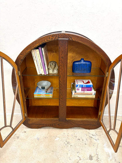 Antique Oak Art Deco Bookcase/Display Cabinet - England