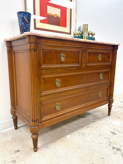 French Louis XVI Style Marble Top Four Drawer Chest/Dresser #2 - France