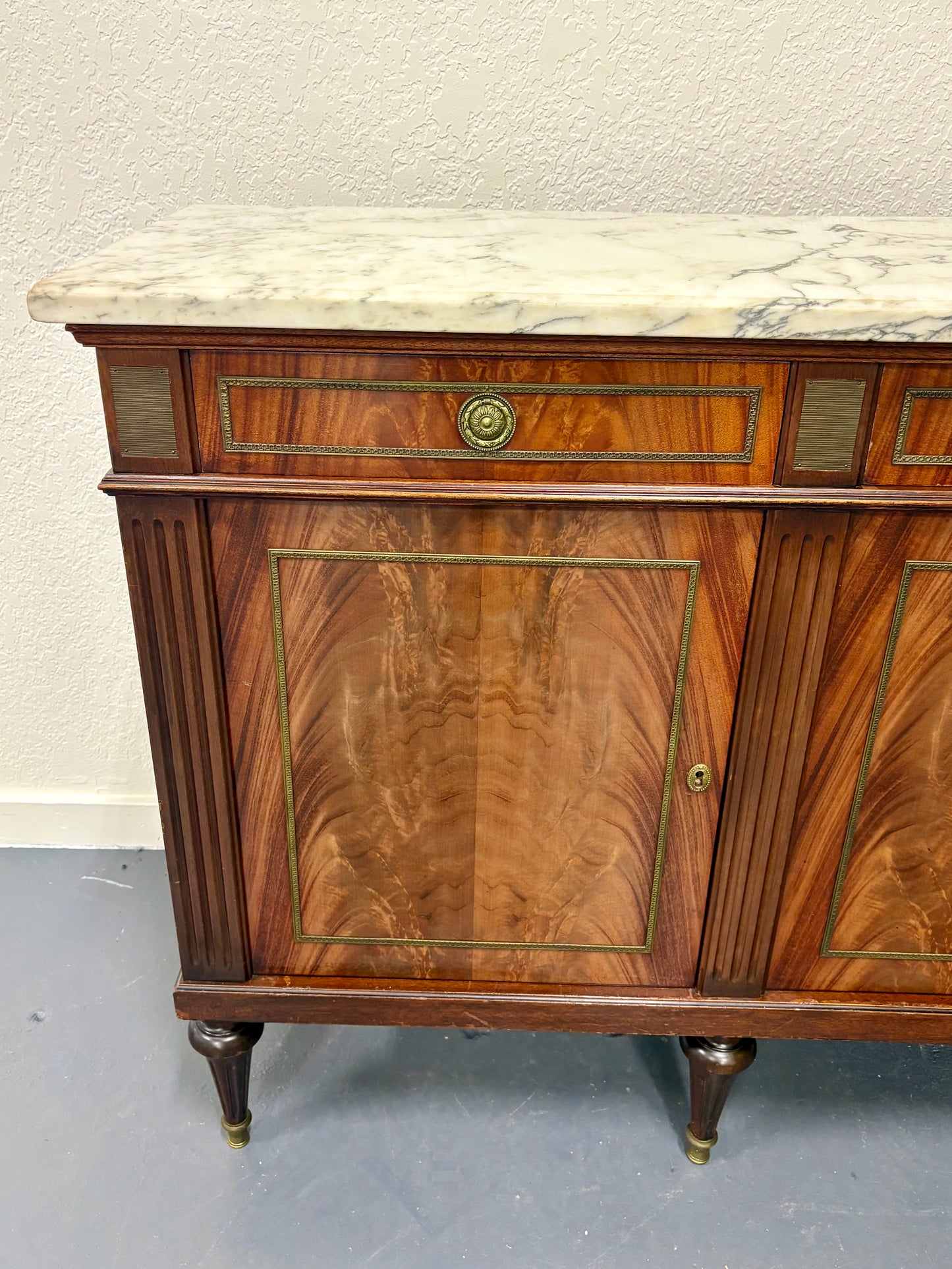 Antique Louis XVI Style Marble Top Sideboard - France