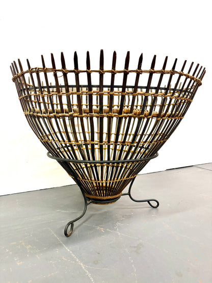 Mid Century “Fish Trap” Basket Side Table By Franco Albini