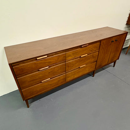 Mid Century Walnut 9 Drawer Dresser by American of Martinsville