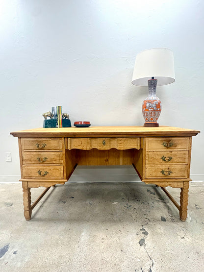 Vintage Mid Century Danish Oak Bookcase Front Desk - Denmark