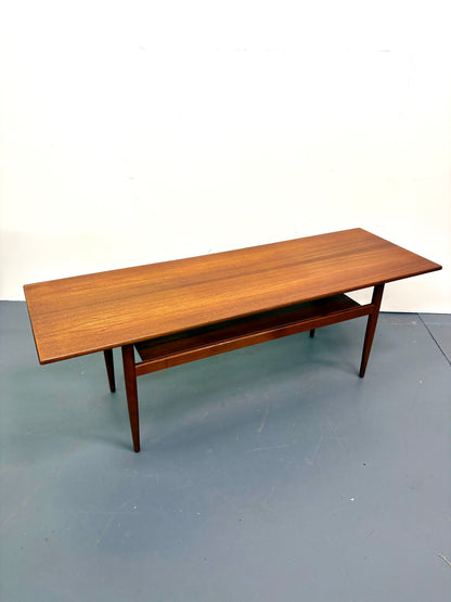 Mid Century Teak Coffee Table With Shelf - England