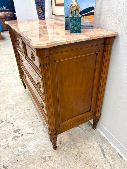 French Louis XVI Style Marble Top Four Drawer Chest/Dresser #2 - France