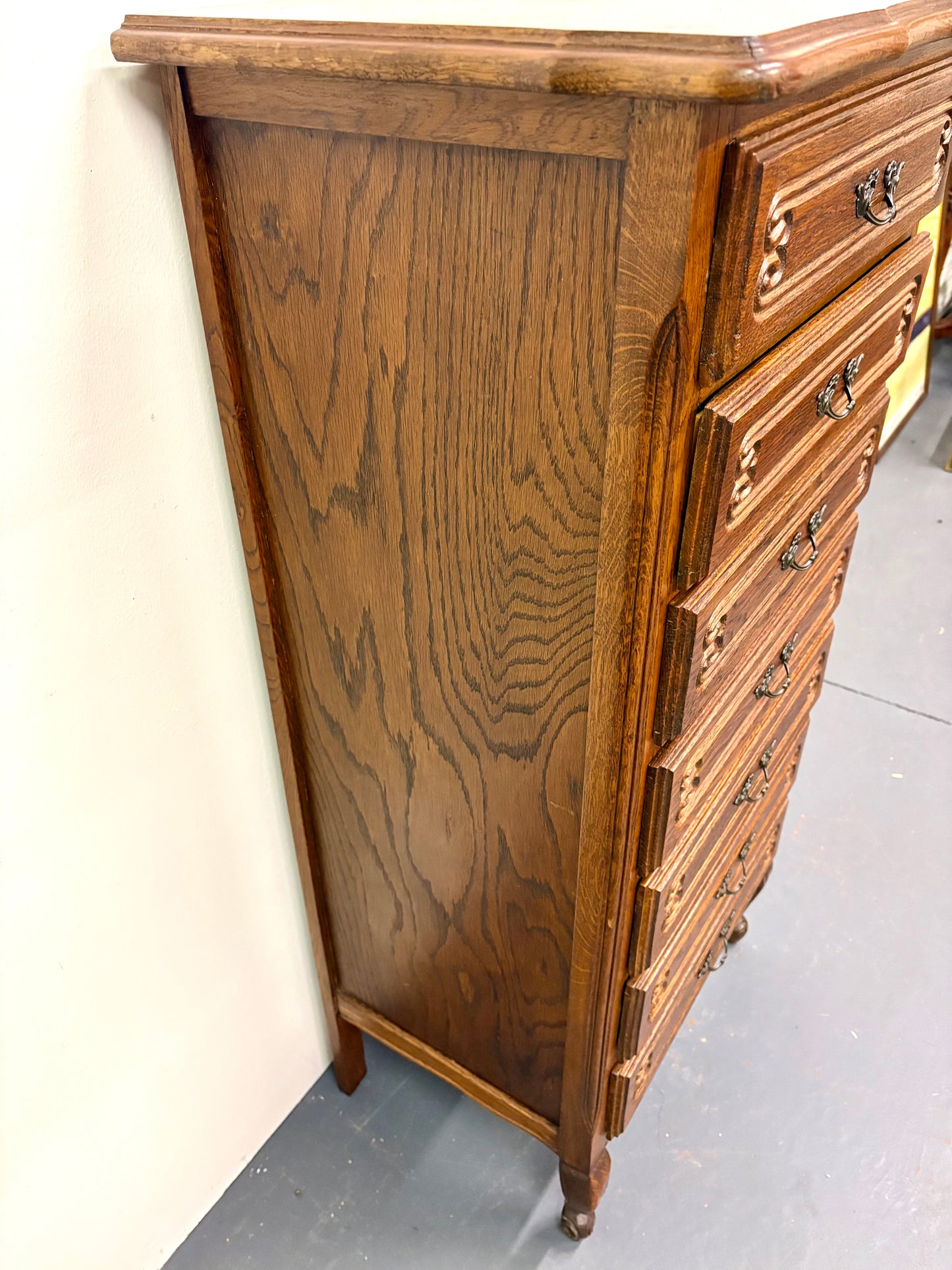 Antique Louis XV Style Oak Semainere/Seven Drawer Chest - France