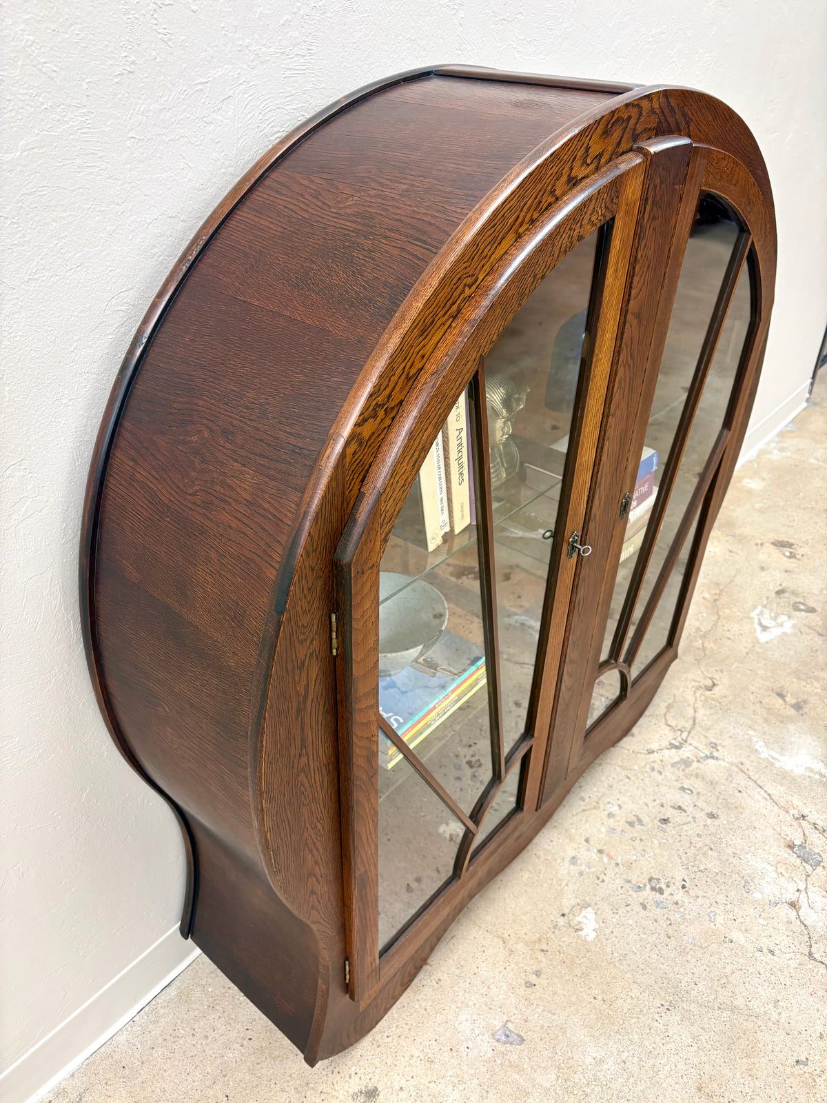 Antique Oak Art Deco Bookcase/Display Cabinet - England