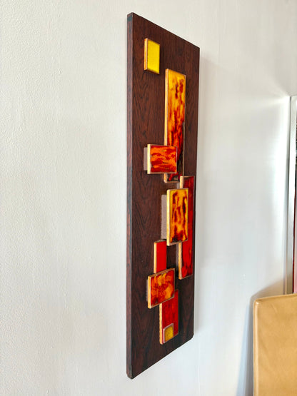 Fantastic Mid Century Tile & Walnut Art by Harris G. Strong -American