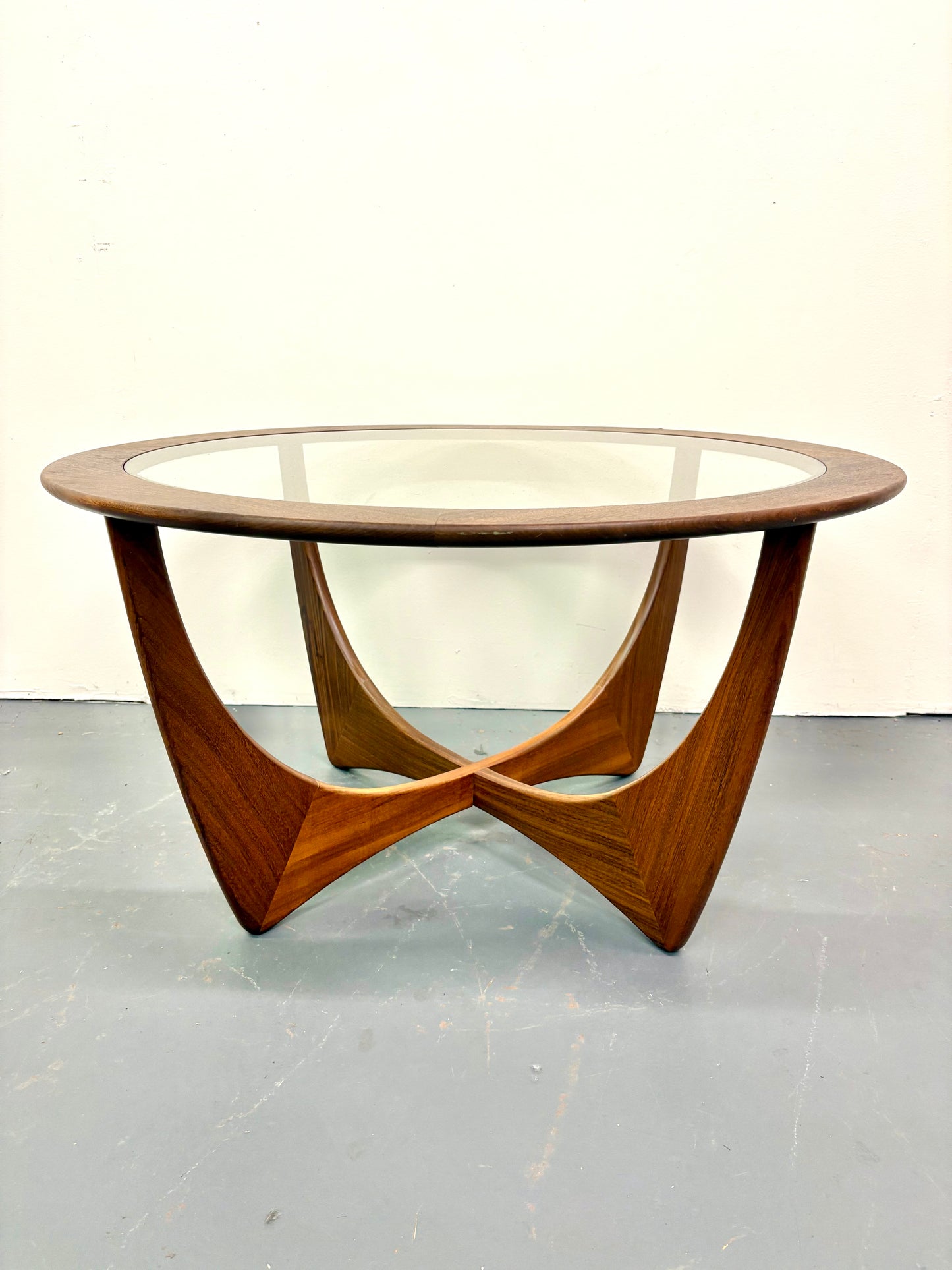 Mid Century Round Teak & Glass Top Coffee/End Table by G Plan - England