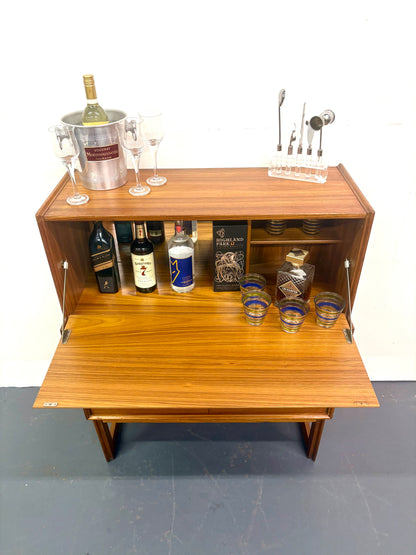 Mid Century Teak Cocktail Cabinet With Drop Down By Turnidge - England