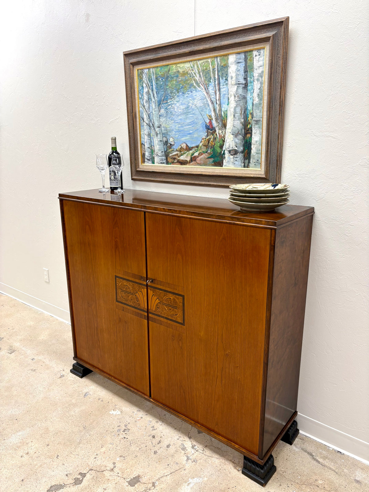 Antique Art Deco Walnut Cabinet - Sweden