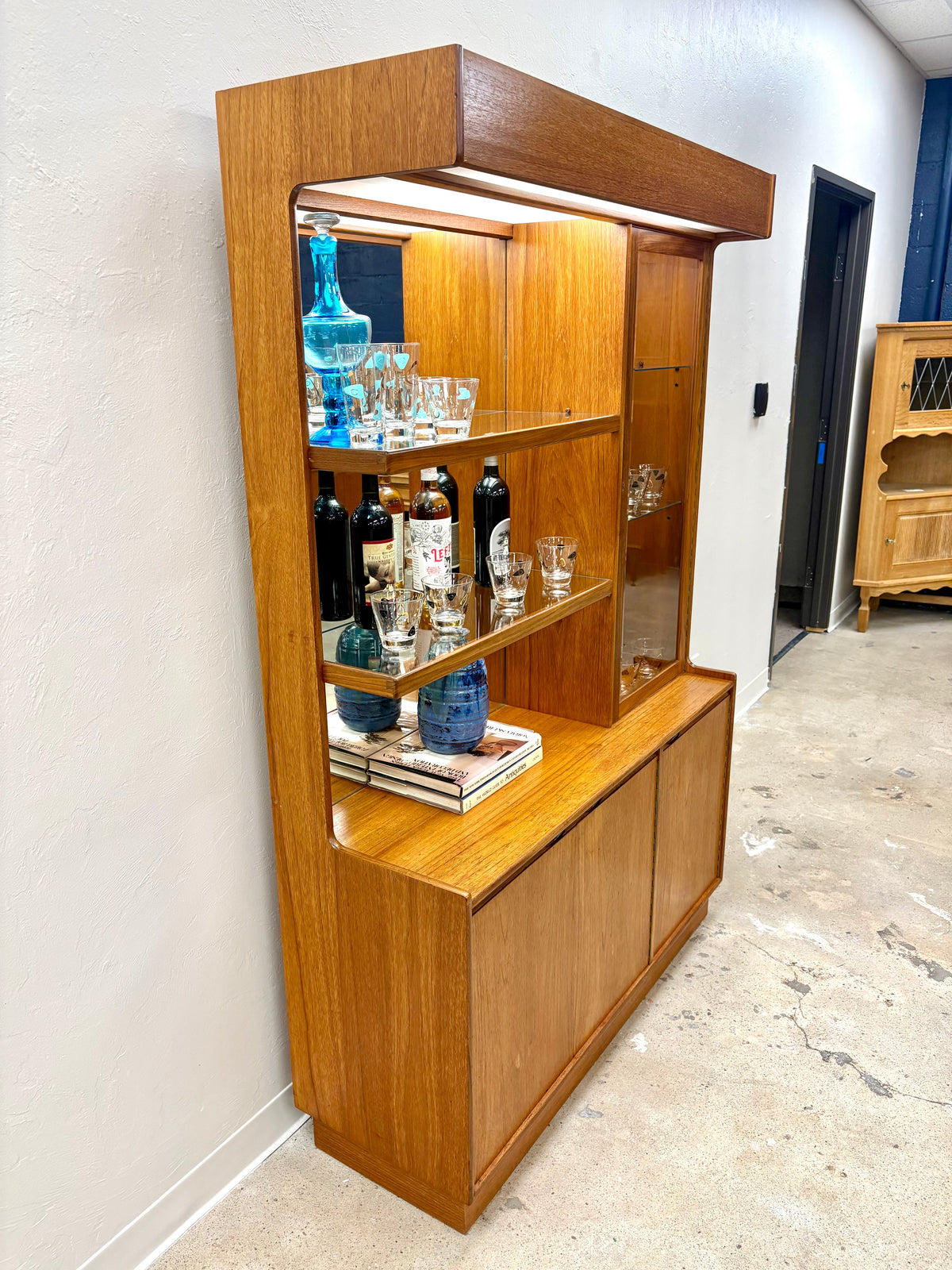 Mid Century Teak Lighted Dry Bar By Turnidge of London - England