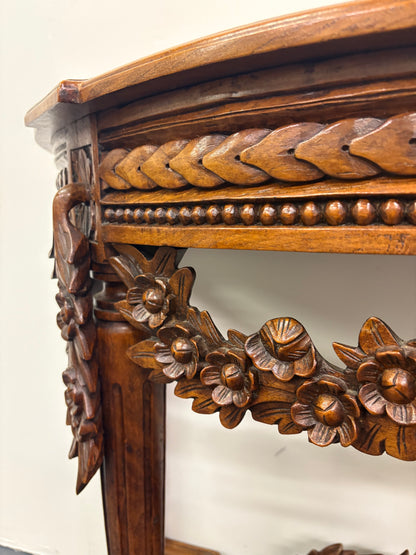 Antique French Louis XVI Style Carved Demilune Console